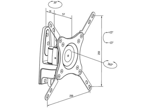 Multibrackets Veggfeste flexarm 360 I Hvit, Vesa 75 100 200, 15 Kg 