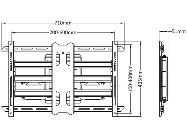 Multibrackets Veggfeste flexarm CornerHD Full Motion Corner. Vesa 600x400, 60 Kg