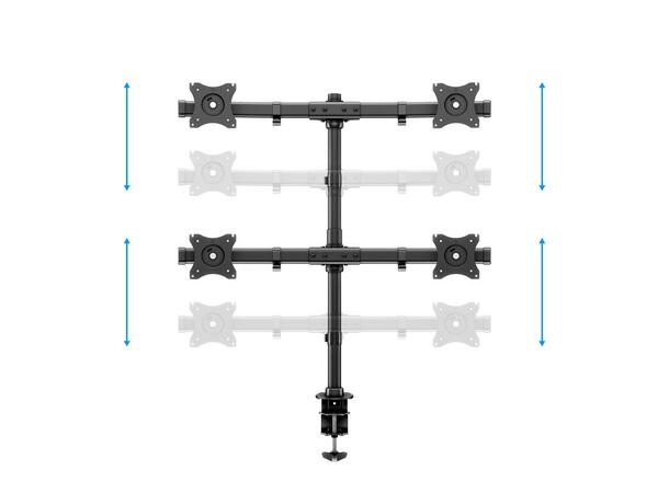 Multibrackets bordstativ Basic Quad Svart, 4 x 15"-27", 32kg, Vesa 75, 100 