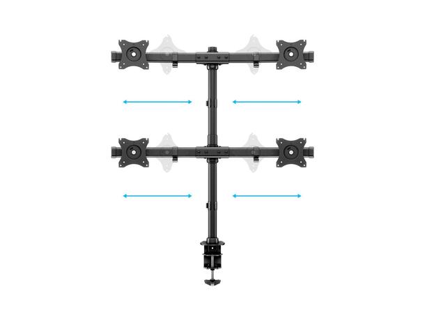 Multibrackets bordstativ Basic Quad Svart, 4 x 15"-27", 32kg, Vesa 75, 100 