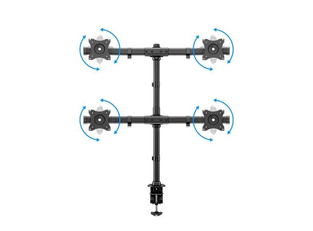 Multibrackets bordstativ Basic Quad Svart, 4 x 15"-27", 32kg, Vesa 75, 100 
