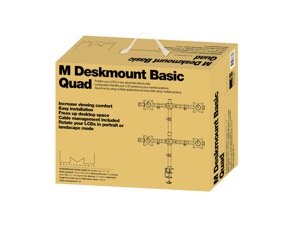 Multibrackets bordstativ Basic Quad Svart, 4 x 15"-27", 32kg, Vesa 75, 100 