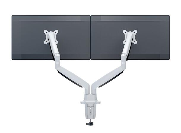 Multibrackets bordstativ gass arm dobbel Hvit , VESA 75-100, 9Kg,  15-27" 