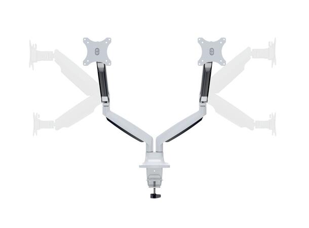 Multibrackets bordstativ gass arm dobbel Hvit , VESA 75-100, 9Kg,  15-27" 