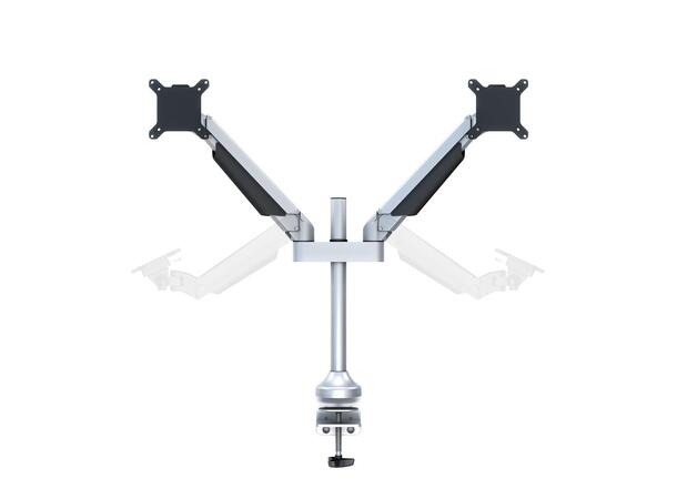 Multibrackets bordstativ gass arm dual Sølv , VESA 75, 100, 20Kg, 15-32" 
