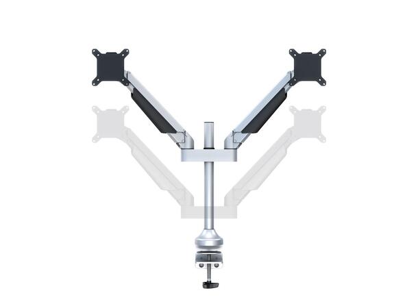 Multibrackets bordstativ gass arm dual Sølv , VESA 75, 100, 20Kg, 15-32" 