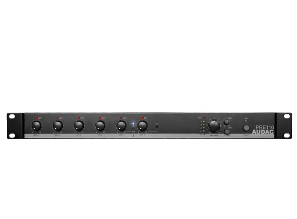 Audac Forforsterker PRE116 2 mik/linje 4 linje BT inn 2 ut Mon/Ste 