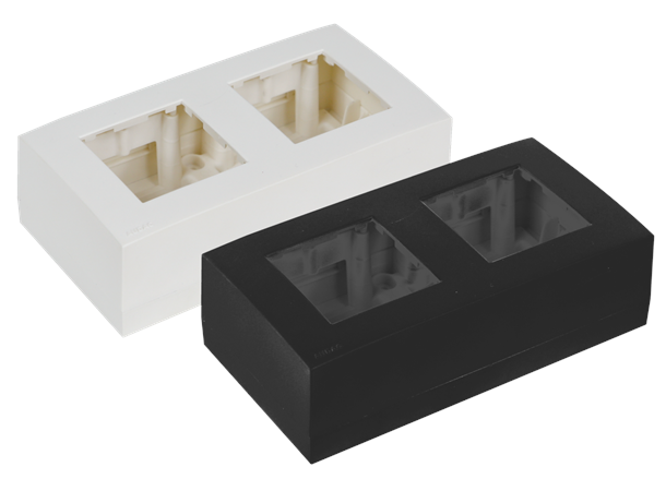 Audac WB45D/B, Veggboks dobbel Sort Surface Mount Box double - 45 x 45 mm 