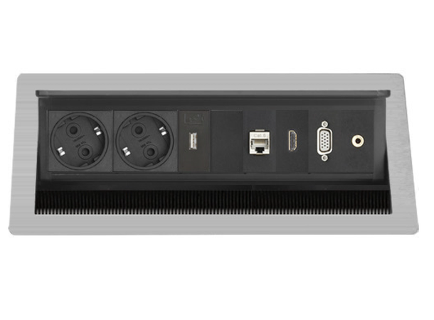 EVOline FlipTop Push Medium 2x stikk | USB lader| HDMI | VGA | Minij