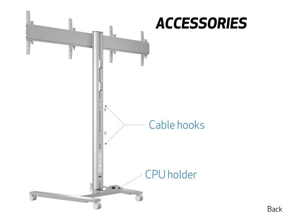 Multibrackets Gulvtralle 180 HD dual Sølv, 2x50Kg, 800x400, 40-60" 