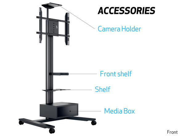 Multibrackets Gulvtralle Public 180 HD Sort, 800x500,  max 60kg, 