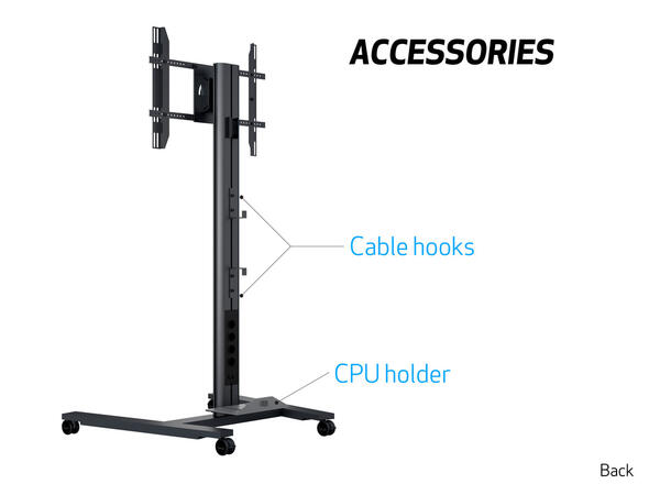 Multibrackets Gulvtralle Public 180 HD Sort, 800x500,  max 60kg, 