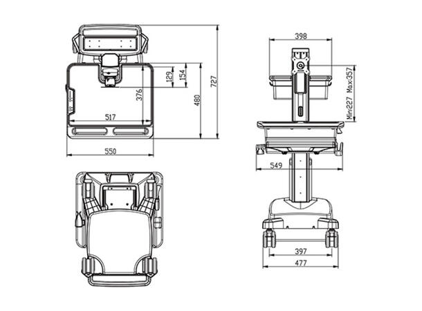 Multibrackets Medisin tralle DT UPS Tralle for PC/Laptop, mus tastatur, skje 