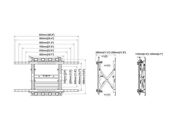 Multibrackets Veggfeste Push HD 90 Maks VESA 900x400, 90 Kg 