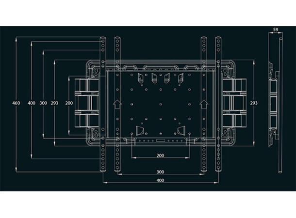 Multibrackets Veggfeste T/T Plus HD Sort, 400x400, 65kg, 44cm, 40-85" 