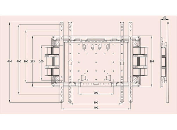Multibrackets Veggfeste T/T Plus HD Sort, 400x400, 65kg, 44cm, 40-85" 