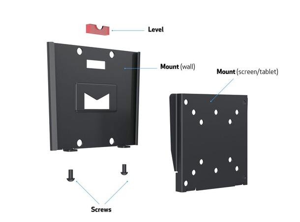 Multibrackets Veggfeste Wallmount I Svart, VESA 50 75 100, 30Kg 