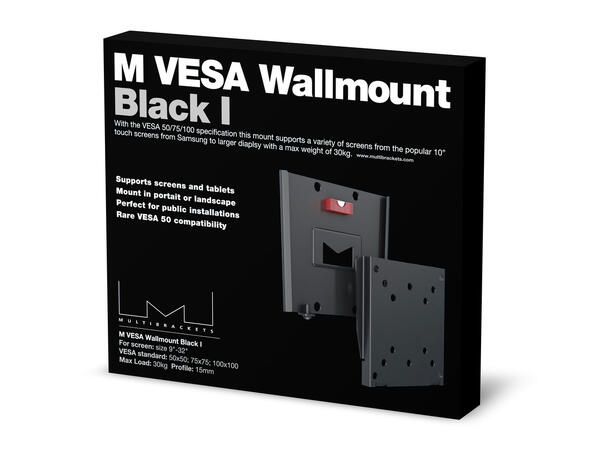 Multibrackets Veggfeste Wallmount I Svart, VESA 50 75 100, 30Kg