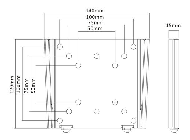Multibrackets Veggfeste Wallmount I Svart, VESA 50 75 100, 30Kg 