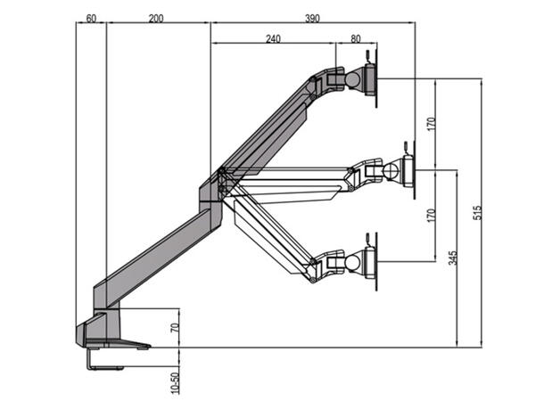 Multibrackets bordstativ gass arm single Svart, VESA 75-100, 14Kg, Duo Crossbar 2 
