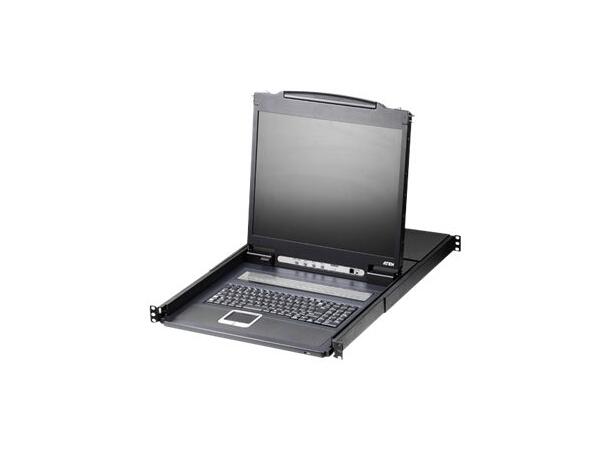 Aten Rack Konsoll 19" 8-Port CL1308N USB PS2 VGA| Nordic keyboard 