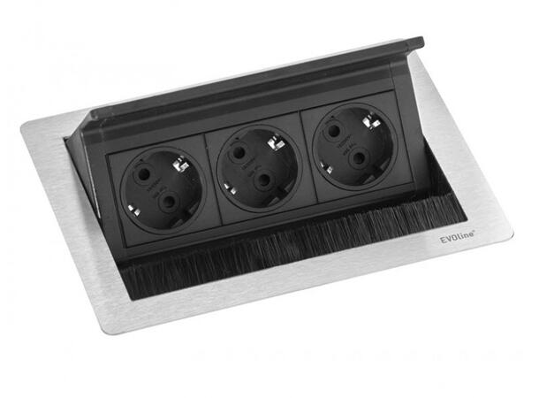 EVOline FlipTop Push Small 3x stikk, sølv 