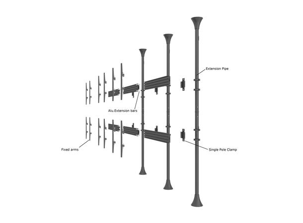 Multibrackets Gulv/tak feste dobbel Maks VESA 600x400, 30kg per skjerm, Sort 