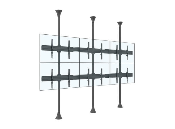 Multibrackets Gulv/tak feste dobbel Maks VESA 600x400, 30kg per skjerm, Sort 