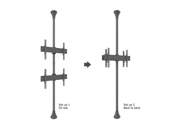 Multibrackets Gulv/tak feste dobbel Maks VESA 600x400, 30kg per skjerm, Sort 