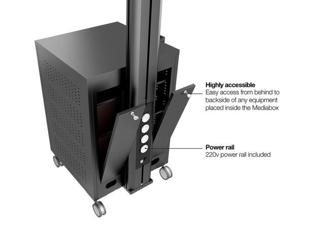 Multibrackets Gulvtralle Mediabox4 Svart, VESA 800x400, 60Kg, 40-75" 