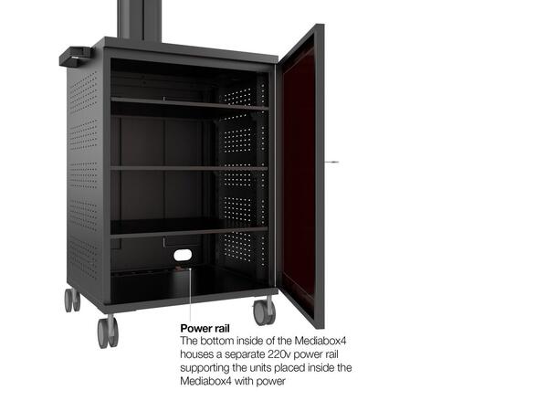 Multibrackets Gulvtralle Mediabox4 Svart, VESA 800x400, 60Kg, 40-75" 