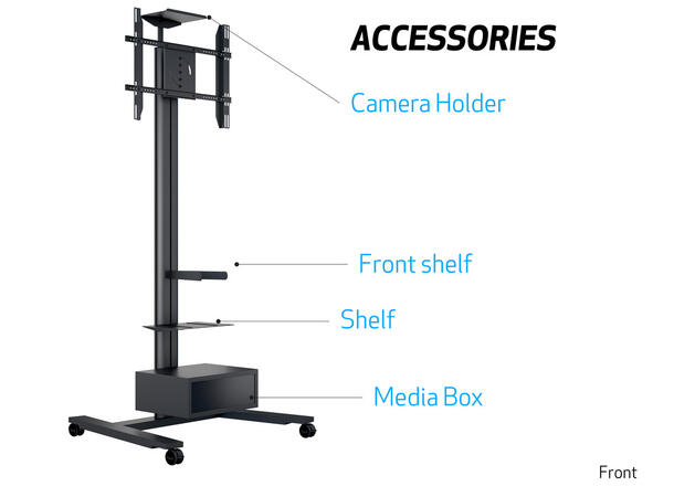 Multibrackets Gulvtralle Public 210 HD Sort, 800x500,  max 60kg, 