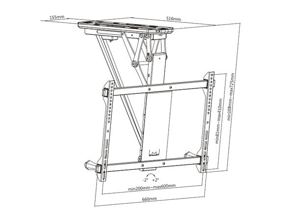Multibrackets Takfest motorisert 32-70" Svart, 600x400, 35Kg 