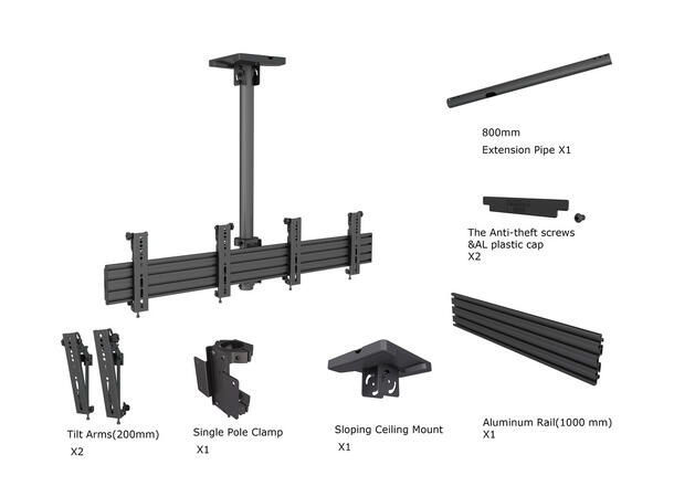 Multibrackets Takfeste Pro MBC2X1U Svart, 200x200, 60Kg, 2 x 30-42" 