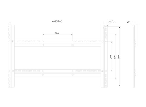 Multibrackets VESA Utvidelses kit Fra Vesa 200x200 til 600x400, 45 Kg. 