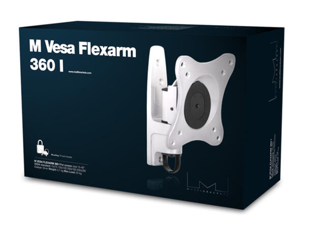 Multibrackets Veggfeste flexarm 360 I Sølv, VESA 75 100 200, 15 Kg