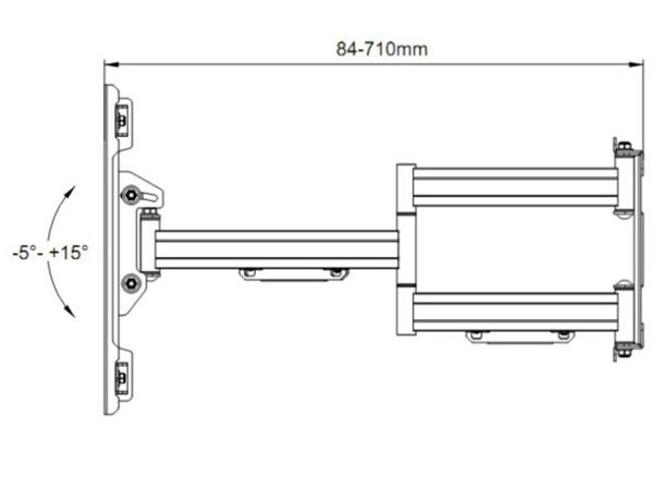 Multibrackets Veggfeste flexarm Pro 71cm Svart, 125Kg, 600x400, 55-110"