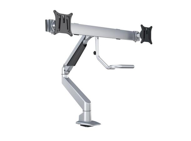 Multibrackets bordstativ gass arm single Sølv, VESA 75-100, 14Kg, Duo Crossbar 2 