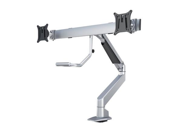 Multibrackets bordstativ gass arm single Sølv, VESA 75-100, 14Kg, Duo Crossbar 2 