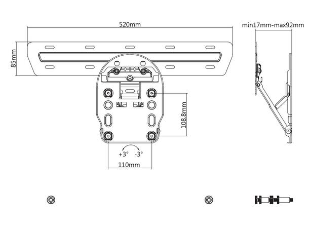 Multibrackets veggfeste QLED 7/8/9 For Samsung,Q7/Q8/Q9 - 49"-65" 