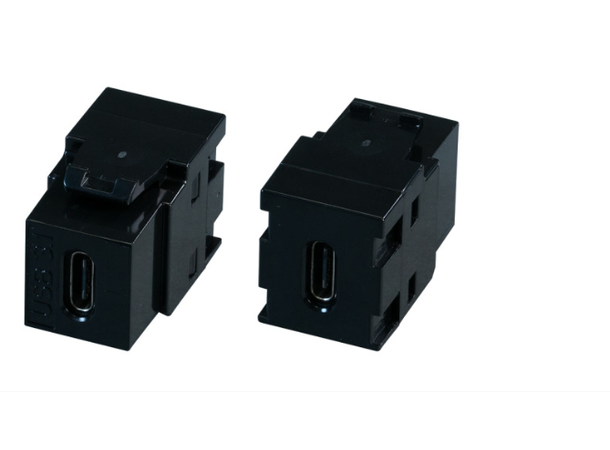 DCI Keystone Snap-In Adapter USB3.1 Type Svart, Type-C-jack/C-jack 10Gbit/s, 60W