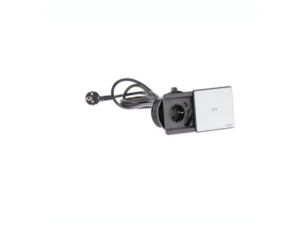 EVOline Square80 sølv 1x stikk 1x 1000mA USB lader Qi RJ45 