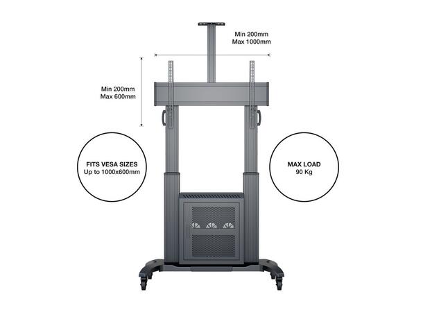 Multibrackets Gulvtralle dual 180 HD AV Svart, 90Kg, 1000x600, 60-100" 