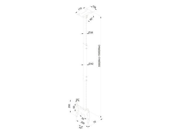 Multibrackets Takfeste Small Hvit, 200x200, 14 Kg, 55-150cm, 10-32"