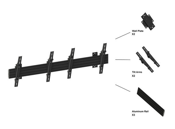 Multibrackets Veggfeste PRO MBW2U Tilt 70Kg pr skjerm,VESA 600x400, Sort,40-65" 