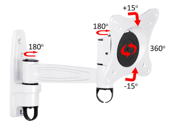 Multibrackets Veggfeste flexarm 360 II Hvit, VESA 75 100 200, 15 Kg 