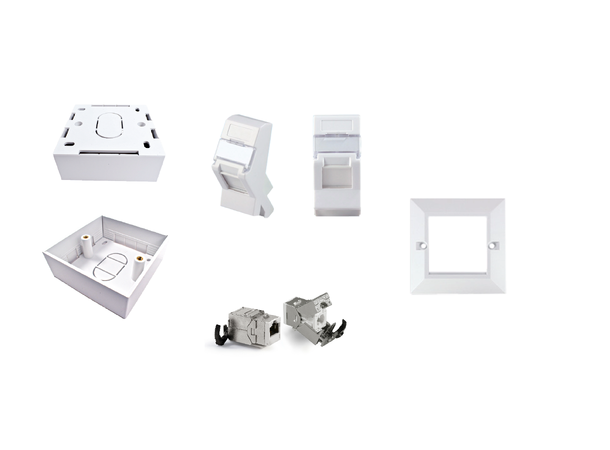 LinkIT Cat.6/6A STP Wall box 2 x RJ45 32mm deep | 86x86mm | Keystone 