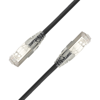 LinkIT SlimPatch F/UTP Cat6a svart 0.5m AWG 28/1 , LSZH , 4.7mm