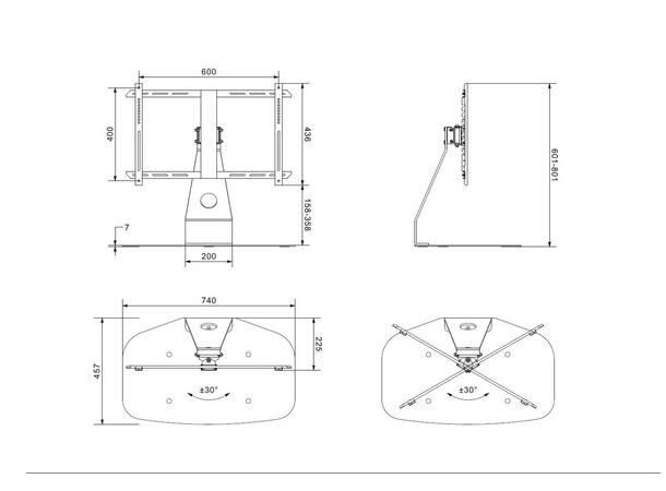 Multibrackets Bordstativ Play Svart, 30Kg, Vesa 600x400 