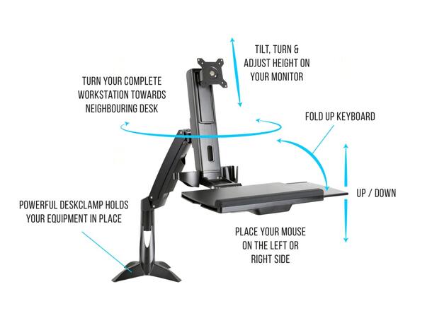 Multibrackets Flex Desk Workstation Sort , VESA 75x75 100x100, maks 11,4Kg 
